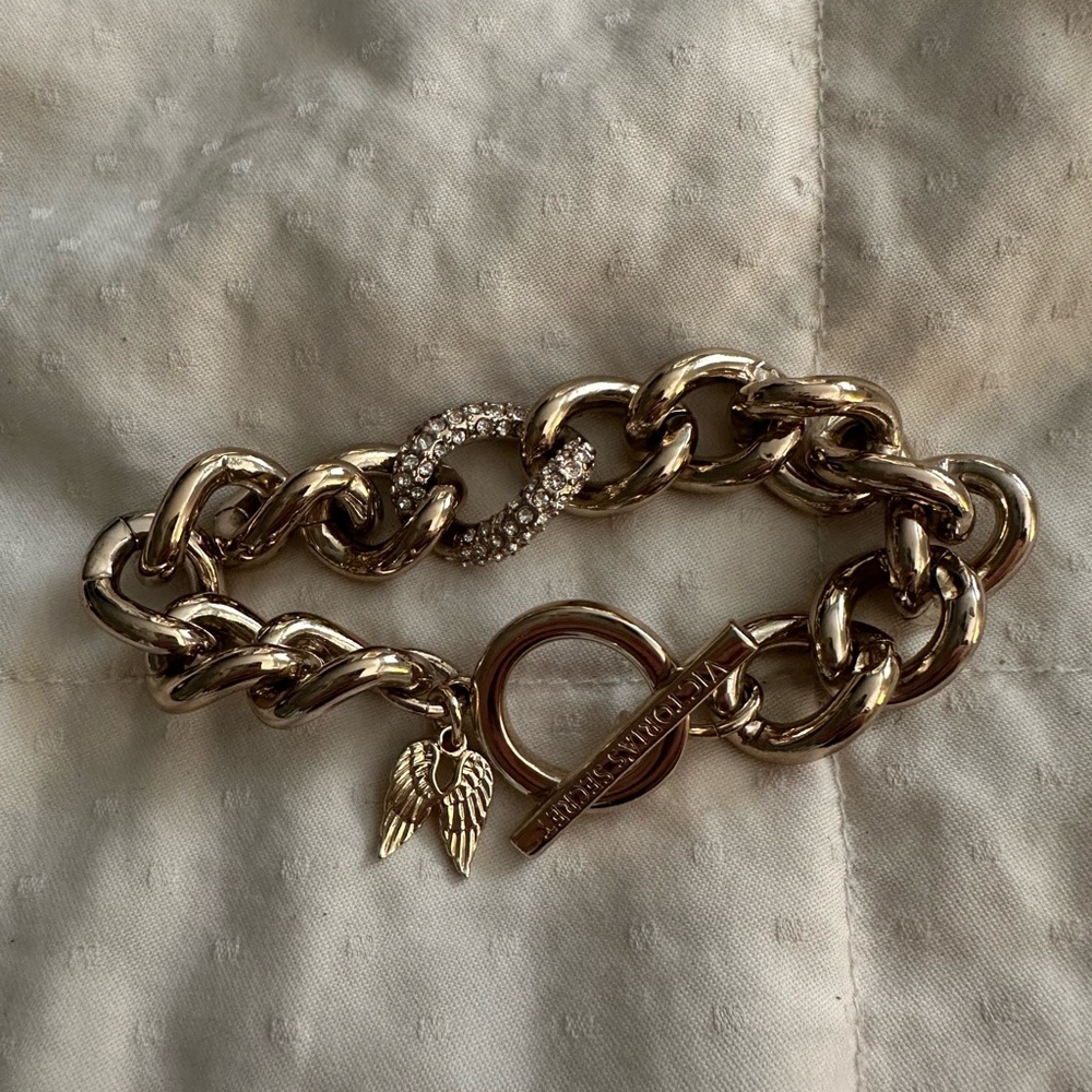 Gold Chain Bracelet with Wing Charms